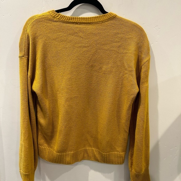 Vila sweater with floral knit detail in mustard used lightly L - Picture 5 of 7